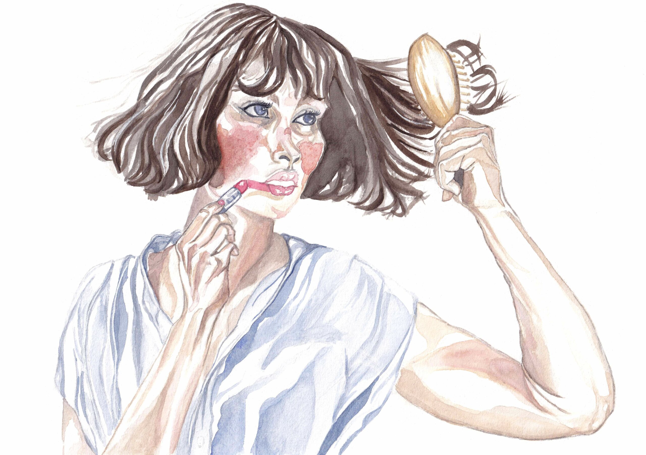 Portrait à l'aquarelle d'une jeune fille